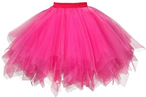 Pipihome Damen Tüllrock Karneval Tutu Klassisch Multi-Schichten Damen 50er Tütü Rock Kurz Ballett Unterrock Crinoline Petticoat Elastisch Kostüm Vintage Kostüm Tüllrock