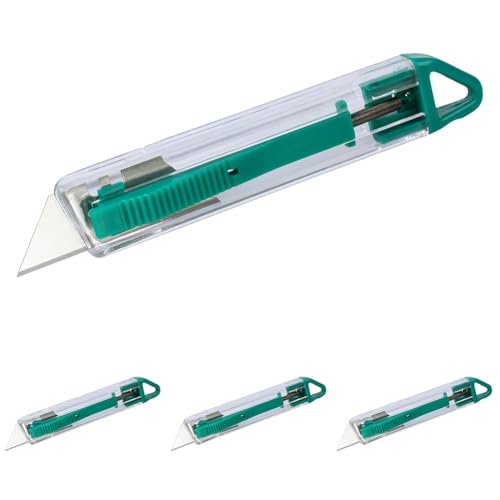 wolfcraft Cúter de seguridad de plástico con cuchilla trapezoidal I 4135000 I Para un corte seguro de cartón (Paquete de 4)