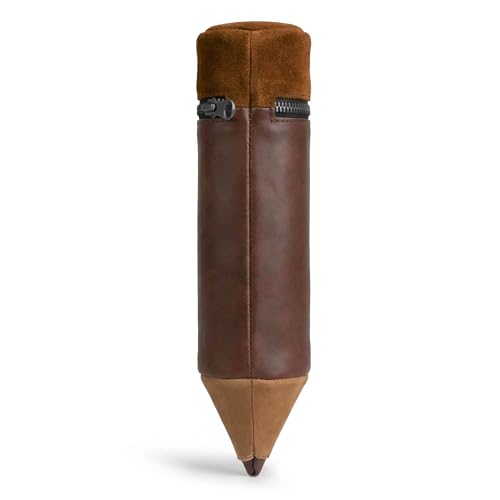 Image of Hide & Play, Pencil-Shaped Case for Pens, Pencils, Markers, and Office Accessories, Zippered Bag, Pen Storage, Full Grain Leather, Handmade (Bourbon Brown)