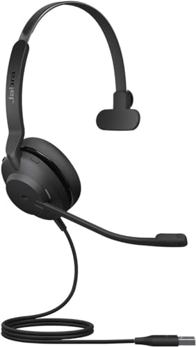 Jabra Evolve2 30 SE Auricular Monoaural con Cancelación de Ruido, Cable USB-A y Tecnología de Llamada de 2 Micrófonos - para Plataformas de Comunicaciones Unificadas como Zoom y Google Meet - Negro