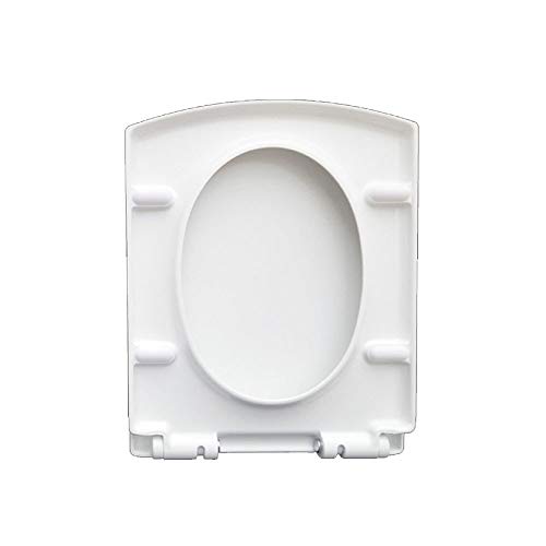 Sedile WC Quadrato Bianco con Chiusura Ammortizzata a sgancio rapido, Bordi squadrati, Fissaggio dall'alto, Design Facile da Pulire per Bagno Moderno (B)