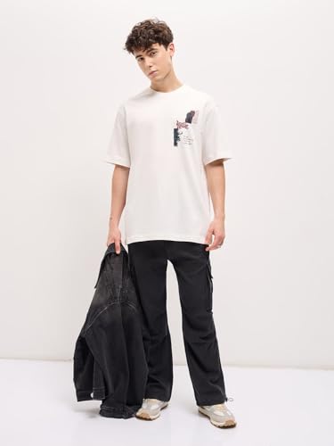 Image of The Bear House Men's Cotton Round Neck Oversize T-Shirt