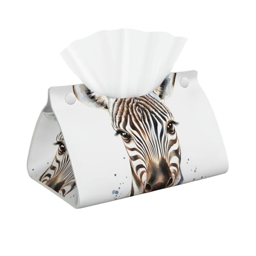 Funda larga para caja de pañuelos de piel de cebra de acuarela para caja de pañuelos para baño, salones, oficina, dormitorio