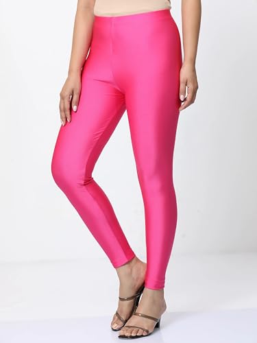 Image of Women's Nylon Shimmer Leggings | Ankle Length | Slim Fit | Stretchable Spandex Leggings | Shiny Finish | Casual Wear & Special Occasion