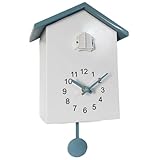 Cuckoo Clock with Working Bird, Minimalist Hanging Cuckoo Wall Clock, Battery Powered Modern, Cute Bird for Living Room Kitchen Office