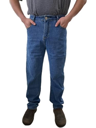 Men's Regular Fit Straight Leg Jeans, Classic Blue Denim, Workwear
