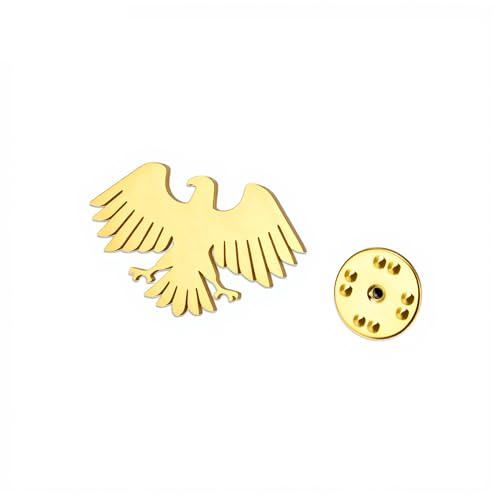 Dreamtimes Broche pour femme et homme avec l'aigle de Syrie broche vintage en acier inoxydable représentant l'aigle de Saladin bijou ethnique issu du patrimoine arabe syrien (Or -1)