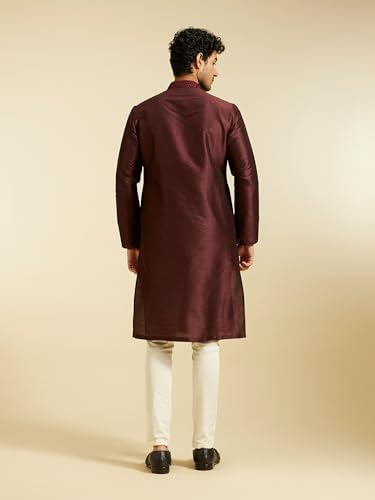 Image of DIWAS by MANYAVAR Men's Art Silk Embroidered Collar Solid Kurta (1pc)