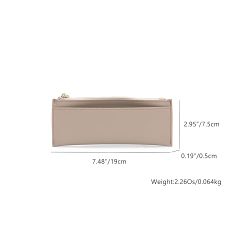 Image of Pencil Pouch for Teens School Office Supplies Pencil Case Cosmetic Bag Zipper (Khaki,Faux leather)