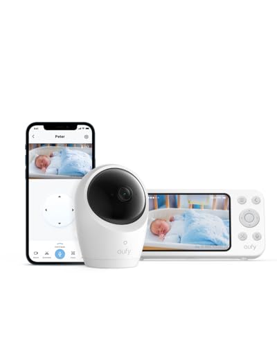 eufy Baby Monitor E20 with 2K Camera Hybrid Wi-Fi and No Wi-Fi Connection App and Monitor Control Ultra-Clear Night View Pan-Tilt 4 Zoom Portable Camera with Built-In Battery ANR Smart Alerts