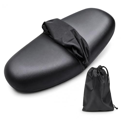 UZYXC 1 Funda De Asiento De Moto Impermeable – Protector Universal para Scooter Y Ciclomotor, Protección contra Lluvia, Sol, Polvo Y Arañazos, con Banda Elástica, Tela Oxford,35×68cm