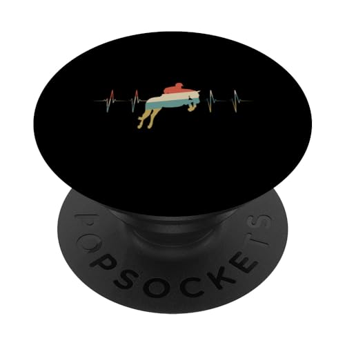 Show Jumping Heartbeat Retro ECG EKG PopSockets Swappable PopGrip, Black