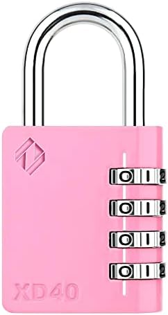 Zarker XD40 4-Digit Combination Padlock, Pink, 1-Pack