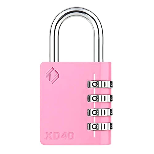 Zarker XD40 Combination Lock, 4 Digit Padlock for School Gym Sports Locker, Fence, Toolbox, Case, Hasp Storage (1-Pack, Pink) by Zarker - Used condition - US$5.06