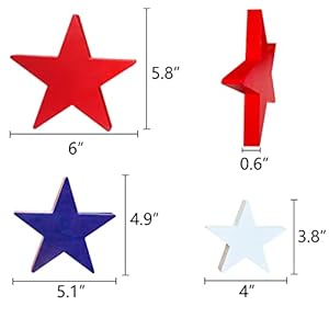 Red white and blue star wood sign decorations 4th of july memorial day patriotic party supplies table ideas  urban country home decor