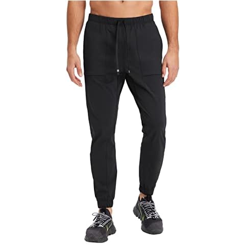 Fabletics Men's The One Jogger, Quick-Dry, Hidden Pockets, Zip Pockets, UPF Protection, Anti-Stink, Lightweight, L/Regular 29 in | 29, Black Cover
