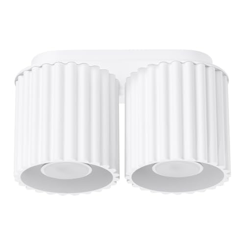 SOLLUX lighting Lámpara de techo plafón - foco de techo aluminio - 2 llamas - bombilla LED - Blanco Aura