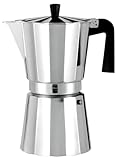 Aluminium-Kaffeemaschine für 9 Tassen, Glaskeramik, effizientes Design, ideal für die Zubereitung von Kaffee zu Hause oder bei Meetings.