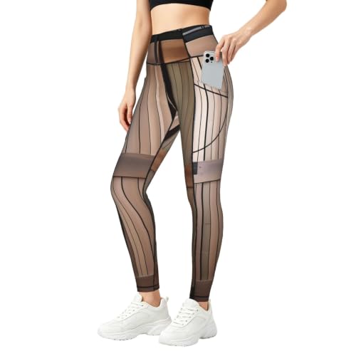 Pantalones de yoga florales con bolsillos malla mallas de deporte para mujer color verde azulado