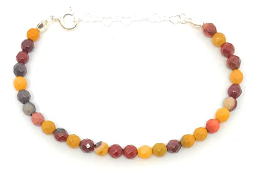 Bracelet jaspe Mookaite en argent massif, le cadeau idéal et ajustable - 2