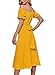 LYANER Women's Off Shoulder Wrap Ruffle Puff Short Sleeve Ruched Tie Back Dress Yellow Small