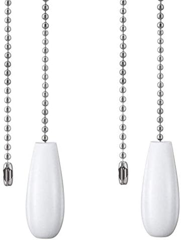 Ceiling Fan Chain Pulls White Wooden Pull Chain Extension for Ceiling Light Fan Chain 2 Pack