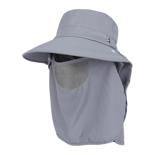 Aymzbd Sun Hat with Neck Flap Face Cover Fishing Hat Sun Protection Visor Lightweight Breathable for Outdoor Camping Hiking, Light Gray