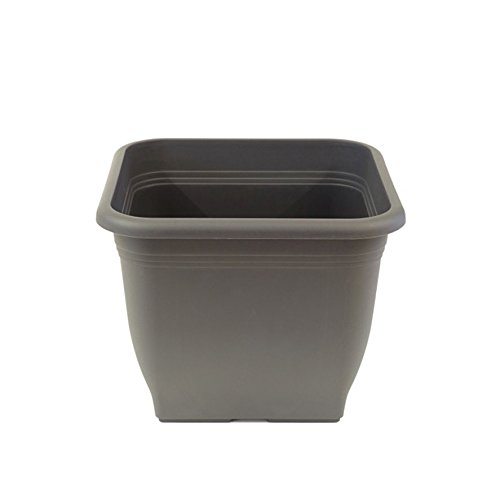 greemotion Pflanzkübel Pia Anthrazit-Grau - Blumentopf 48x48cm - 45L Blumenkübel eckig - Übertopf UV-beständiger Kunststoff - Pflanztopf frostsicher - Pflanzgefäß mit Bodenlöchern - Pflanzen-Zubehör