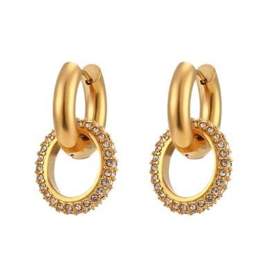 INAYA ACCESSORIES18Kt Gold Plated Zircon Insert Huggies, Pritika, 2 X 2 X 1 Inches Gold