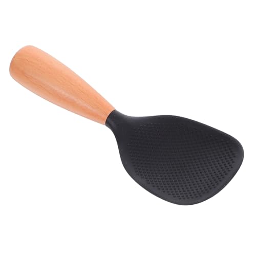 Garneck Silicone Rice Paddle with Wooden Handle Nonstick Reusable Kitchen Tool for Serving and Stirring Self Standing Design for Comfortable Grip for Rice Cooking More
