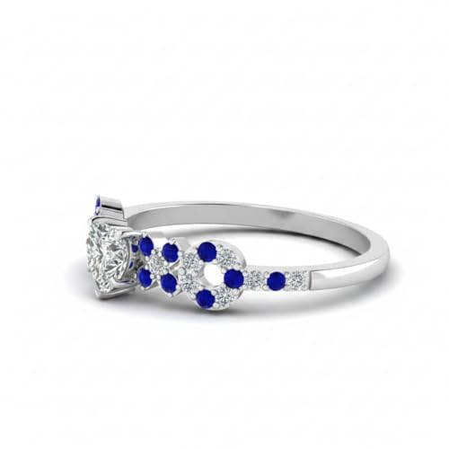 Image of Choose Your Gemstone Beautiful XO Design Diamond CZ Ring 925 Sterling Silver Heart Shape Side Stone Engagement Rings Lightweight Office Wear Everyday Gift Jewelry US Size 4 to 12