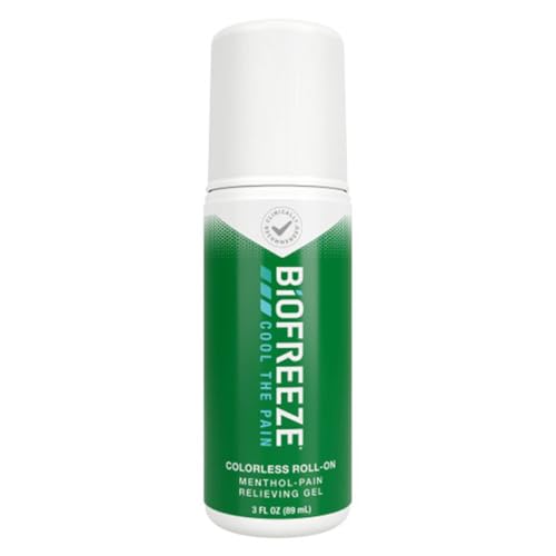 Biofreeze Roll-On Pain-Relieving Gel 3 FL OZ, Colorless Topical Pain Reliever For Muscles And Joints From Arthritis, Backache, Strains, Bruises, & Sprains (Package May Vary)