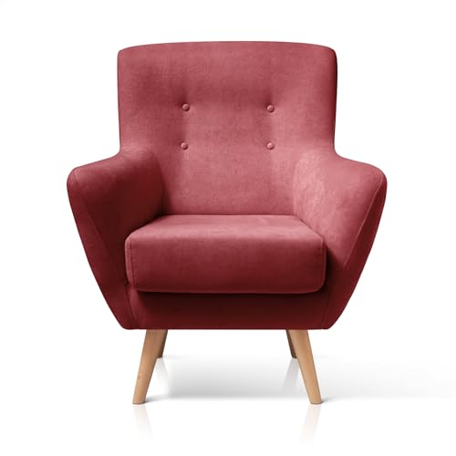 SUENOSZZZ-ESPECIALISTAS DEL DESCANSO Butaca nórdica Izan de una Plaza, sillón tapizado en Tela Antimanchas Color Rojo
