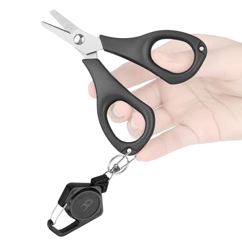 Booms Fishing Scissors for Braided line: Fishing Line Cutter with Zinger Retractor Saltwater and Freshwater - Micro Serrated Shears Multi-Function, S0