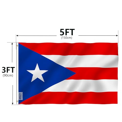 ANLEY Fly Breeze 3x5 Foot Puerto Rico Flag - Vivid Color and Fade proof - Canvas Header and Double Stitched - Puerto Rican National Flags Polyester with Brass Grommets 3 X 5 Ft
