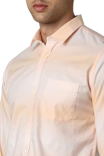 Image of Peter England Mens Cotton Slim Fit Full Sleeve Casual Summer Ombre Shirt|Pin-Point
