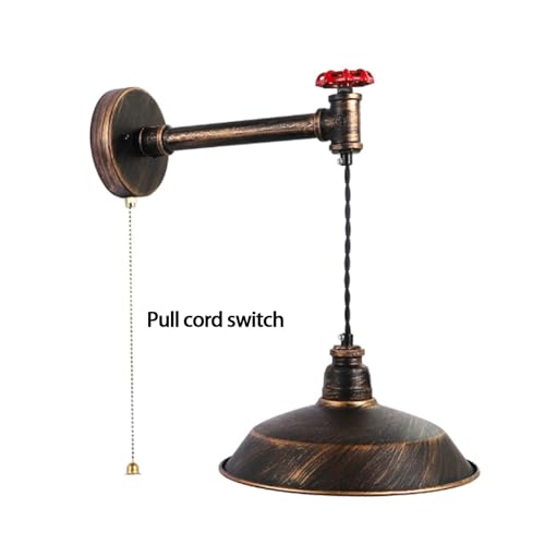 Aplique de pared industrial E27 con interruptor de cadena y metal retro negro 5