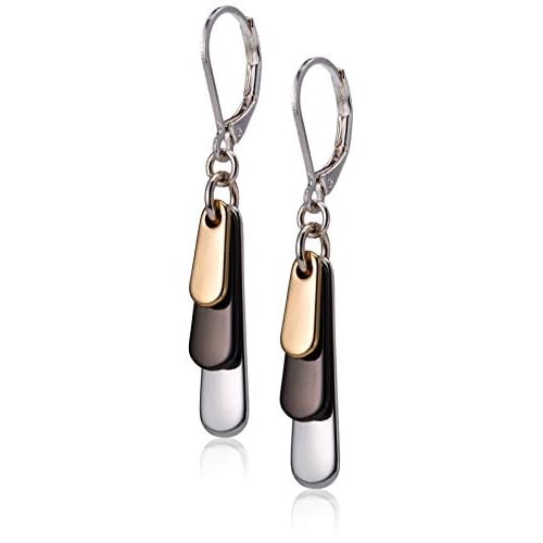 Nine West “Metal Motion” Tri-Tone Shaky Drop Earrings, Multi