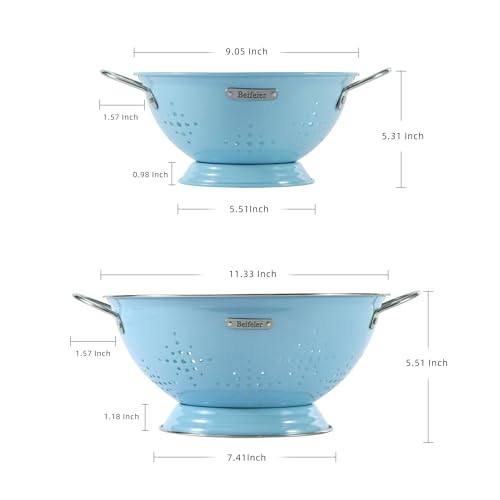 Befare Metal Colander 2 Pack, Strainer Bowel With Handles 2Qt & 6Qt Powder Coated Solid Ring Base Heavey Duty Kitchen Drainer Basket For Pasta Veggies And Fruits,New Home Apartment Essentials  thumb #1