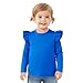 Magic Park 12M-14Y Baby Girl Blouse Toddler Short Long Ruffle T-Shirts Kids Girl Solid Color Tee Casual Tops for Girls (0032P_Blue, 18-24 Months)