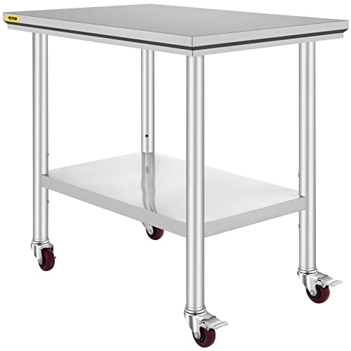 Vevor WITH CASTERS Mophorn Stainless Steel Work Table 36X24 Inch With 4 Wheels, Casters Heavy Duty Food Prep Worktable For Commercial Kitchen Restaurant thumb #10