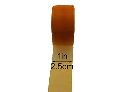 Organza Ribbon 1 Inch 50 Yards Shimmer Sheer Ribbon for Gift Wrapping Decoration Crafts DIY (1 Inch, 625016 Gold) - Image 2