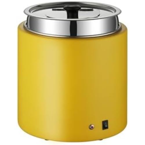 Aoasious 10L 大容量 電気式スープウォーマー 温度調整・保温機能付き 業務用スープ鍋 ビュッフェ/レストラン/大家族向け 耐熱・衛生設計 キッチン用品 ブラック (イエロー)