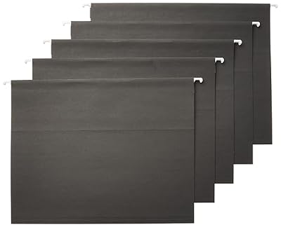 Amazon Basics Hanging File Folders with Adjustable Tabs for Document Organization, Letter Size, 8.5x11 inches, Black, 25-Pack