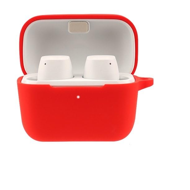 Image of Silicone Case Cover Compatible with Sennheiser Sport True Wireless /CX True Wireless /CX Plus /CX Plus SE Earbuds - with Aluminium Hook (Earbuds & Charging Case Excluded) (Red)