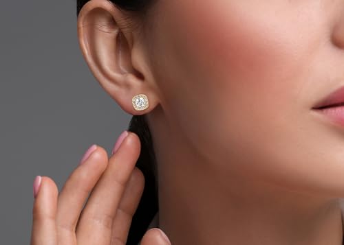 Princess Collection - "Your Sparkling Moment" - 8.5 mm (2.01 Carat/Pair) Cubic Zirconia 22K Gold-Plated Stud Earrings For Sensitive Ears3