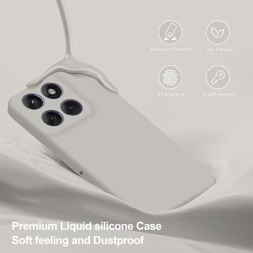 Image of DIZORO Microfiber Candy Case for Motorola G86 Power 5G Smooth Touch Cushion Liquid Soft Silicone Gel Rubber Phone Cases Non-Slip Full Body Protective Shockproof Back Cover -Stone