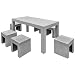 Produktbild vidaXL 7-TLG. Beton Gartenmöbel Sitzgruppe Essgruppe Gartengarnitur Tisch Hocker