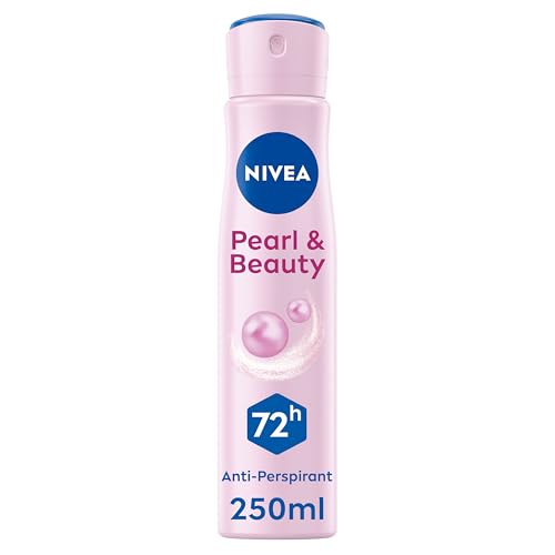 NIVEA Pearl & Beauty Anti-Perspirant Deodorant Spray (250ml) Womens Deodorant Spray with 72H Sweat and Odour Protection Anti-Perspirant for Women with Pearl Extracts