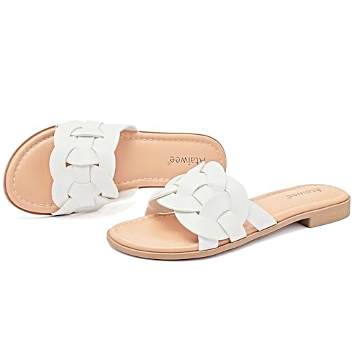 Image of Ataiwee Women's Dressy Braided Open Toe Flat Slides Sandals